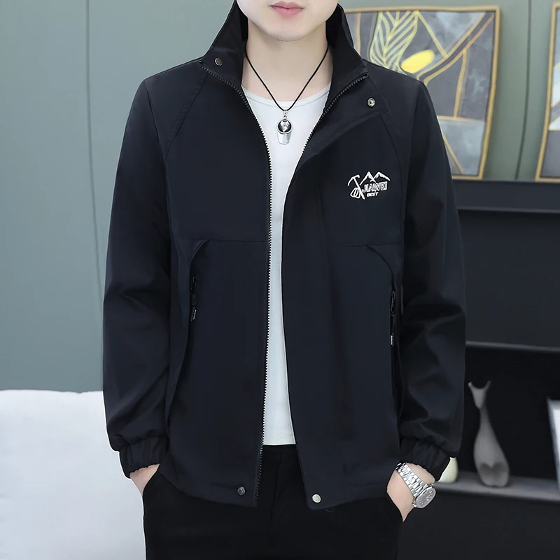 

Мужская повседневная куртка с воротником-стойкой, весна 2026, модный американский стиль, универсальная рабочая одежда, верхняя одежда из полиэстера, с длинными рукавами