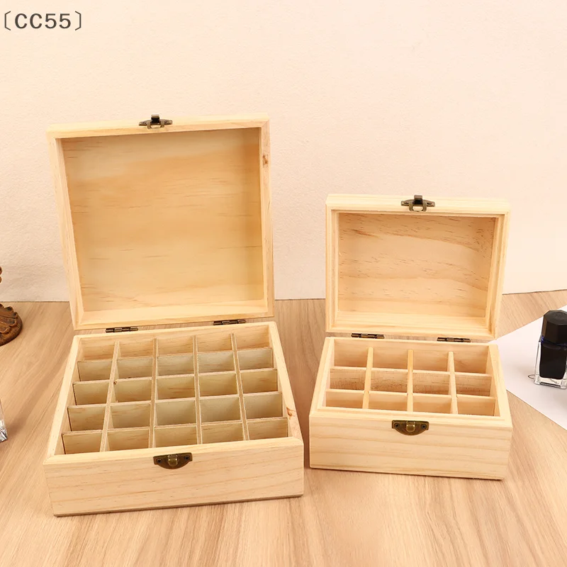 〔CC55〕12/25 Slots Wooden Storage Box Carry Organizer Essential Oil Bottles Aromatherapy Container Storage Box Case