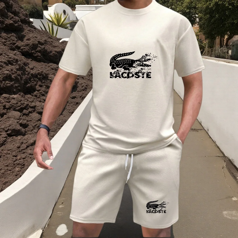 

Men's Tracksuit 2 Piece ​O-neck Short Sleeve Shirt Shorts Set Men's Running Suit Plus Size T shirts Man Clothing Summer T-shirt