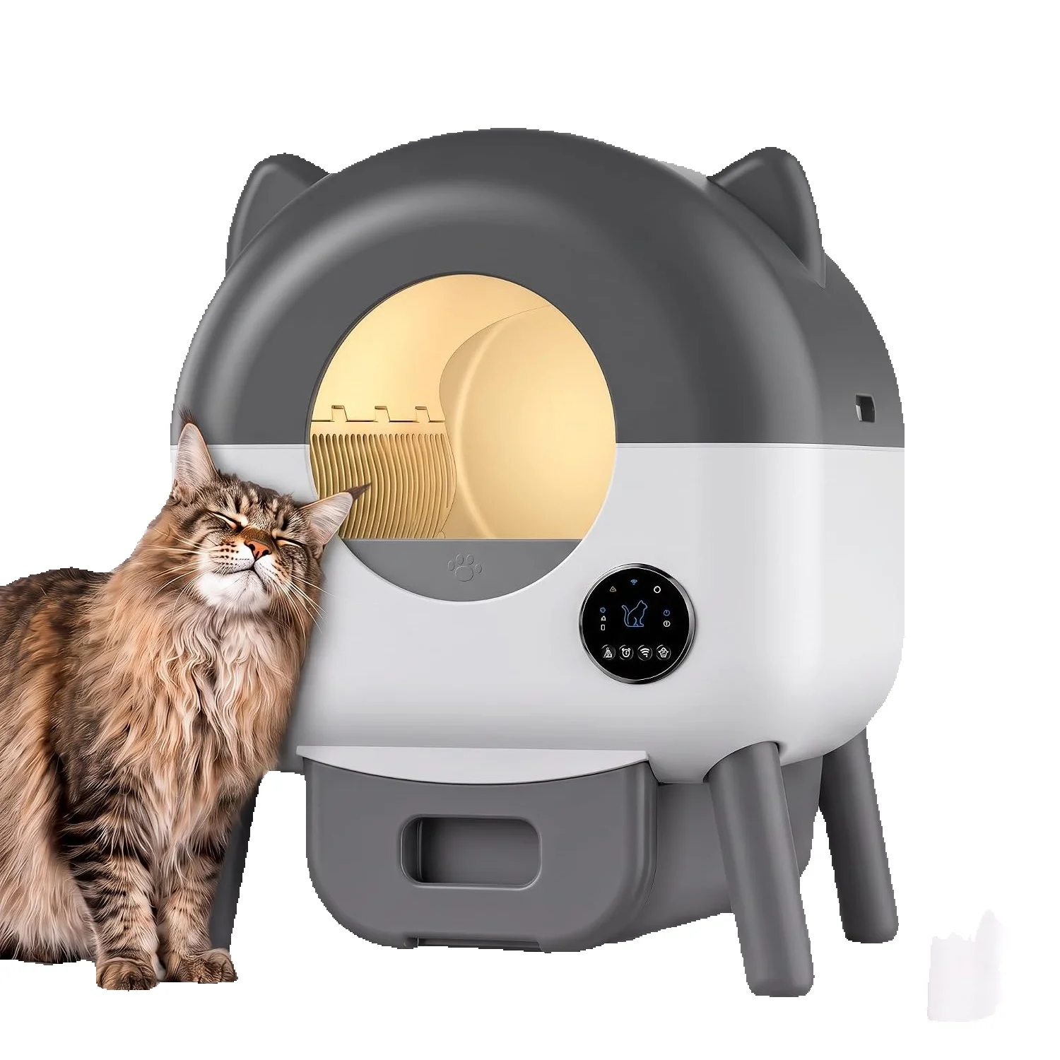 Selbstreinigende Katzentoilette mit Geruchskontrolle & App, 76 L/15 Tage, Schaufelfrei, Sicherheitssensoren, Automatische Katzentoilette mit Einklemmschutz und 6 Nachtlichtern