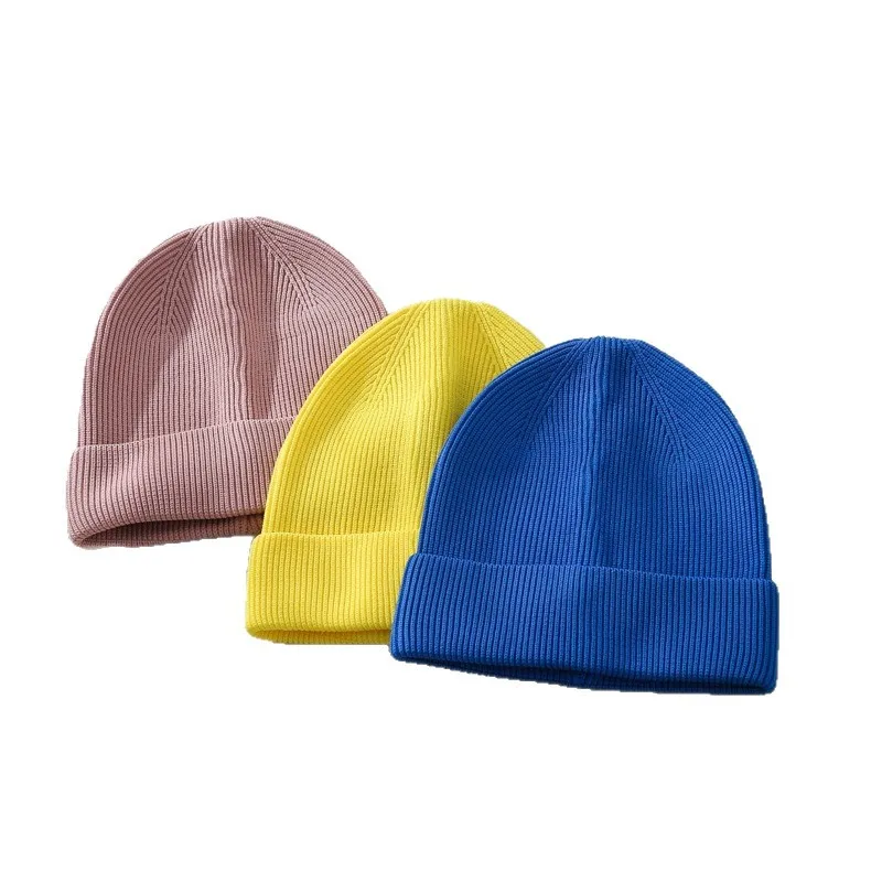 Op maat bedrukt logo Winter gebreide warm koude muts Unisex effen kleur hiphop gehaakte schedel muts hoeden