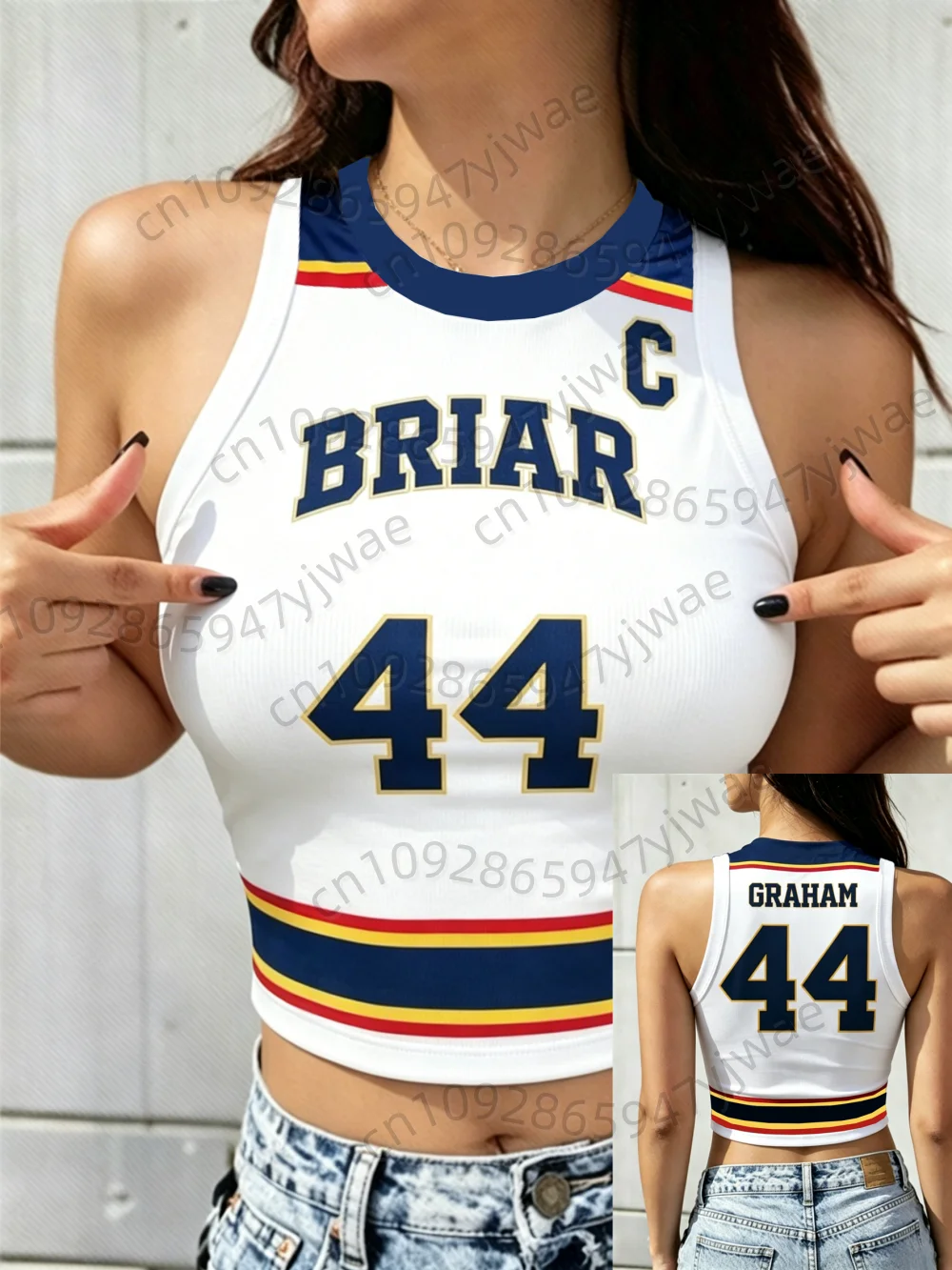 Summer Graham 44 22 DI LAURENTIS 66 Off Campus Briar University Women's Tank Top T-shirt Crop Vest Top Tees