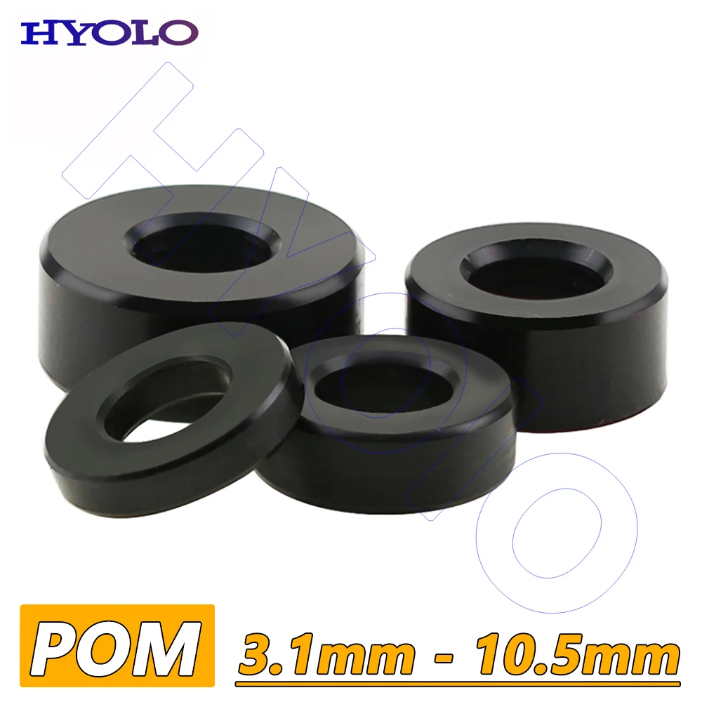 POM Unthreaded Bushing Sleeve Washer Round Hollow Standoff Straight Through Column Gasket 3.1mm - 10.5mm Spacer Black