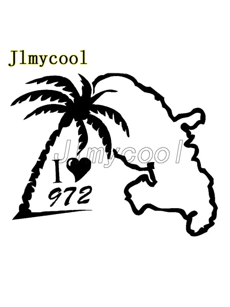 Autocollant de voiture en vinyle, 18.4cm x 14.4cm, j'aime 972, mot intéressant, cocotier, figurine symétrique, autocollant de fenêtre