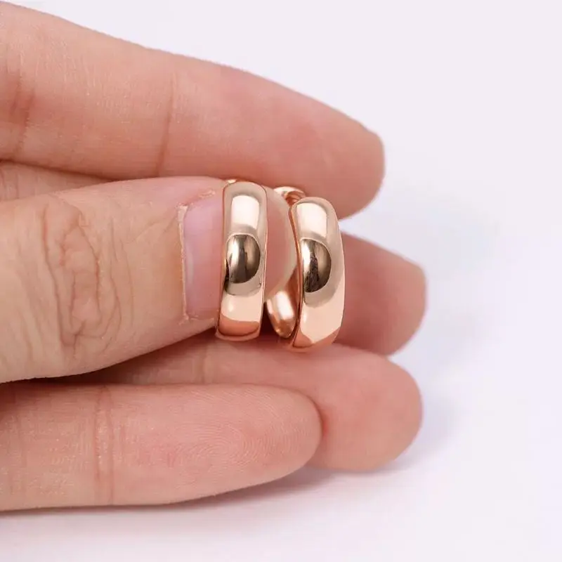Classical No Stone Smooth Hoop Earrings for Women Fashion Jewelry Gold Color