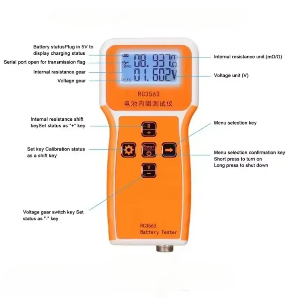 RC3563 High-end Probe High-precision Internal Resistance Detector True Four-wire AC Lithium Lead Acid Lithium Car Battery Tester