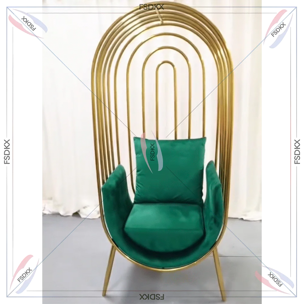 

FSDKX Cage Shape Gold Stainless Steel Throne King Wedding Gold Bird Cage Chair For Wedding Event Banquet Dinning Hotel