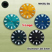 28.5mm NH35/NH36 Stripe Dial S-Logo Sunburst Bar Dial - Green Luminous Automatic Mod Part for Watch Modification Accessories