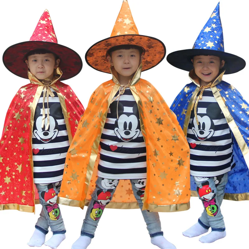 Halloween Children's Cloak Cloak Witch Cloak Performance Costume Six Star Cloak Wizard Pumpkin Cloak