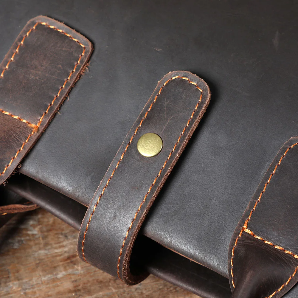 S.WORKER Handgefertigte Vintage-Leder-Aktentasche | Einfache Herren-Business-Handtasche 14" Laptop-Tasche – Detail 16
