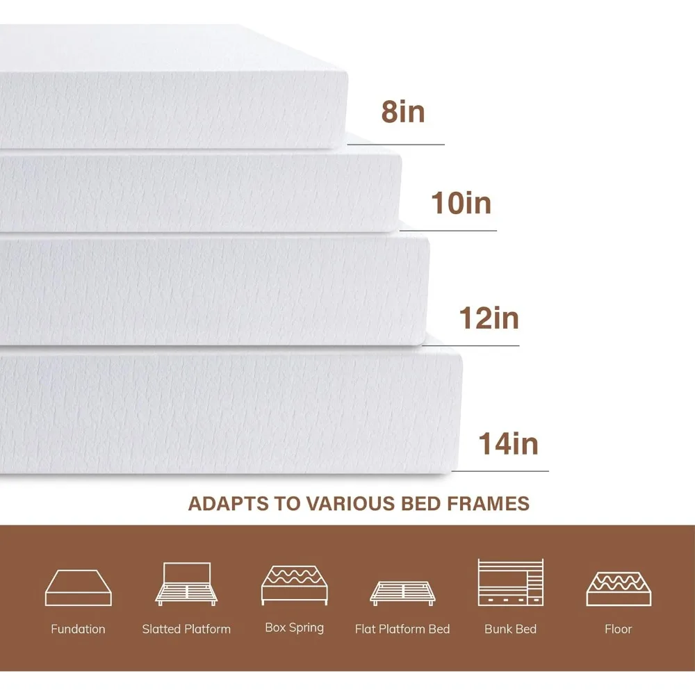 Matelas en mousse à mémoire de forme, matelas en gel refroidissant, matelas de thé vert, matelas de lit dans une boîte, pression Charleroi eving