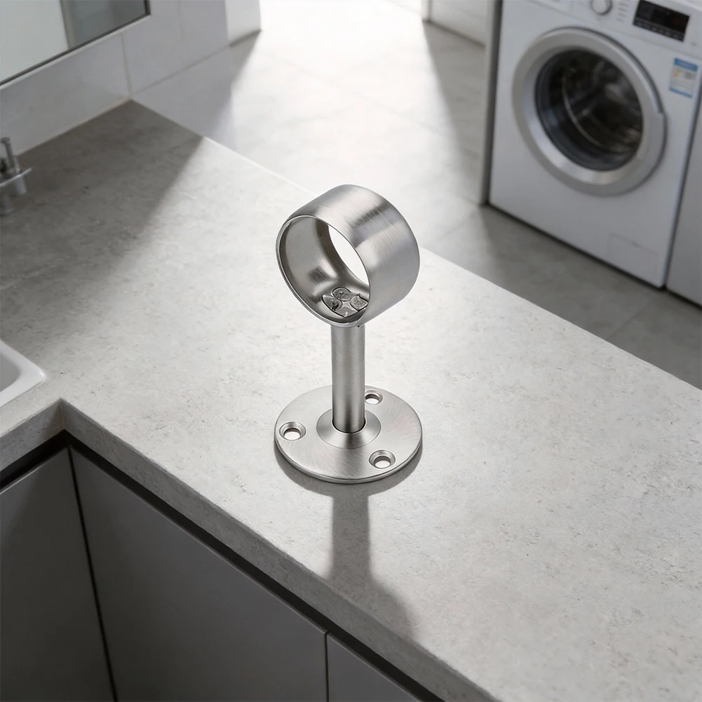 1 Pcs Stainless Steel Uniform Centre Bracket For Wardrobe Rail Support Rod With 32mm Pole Socket And Wall Installation