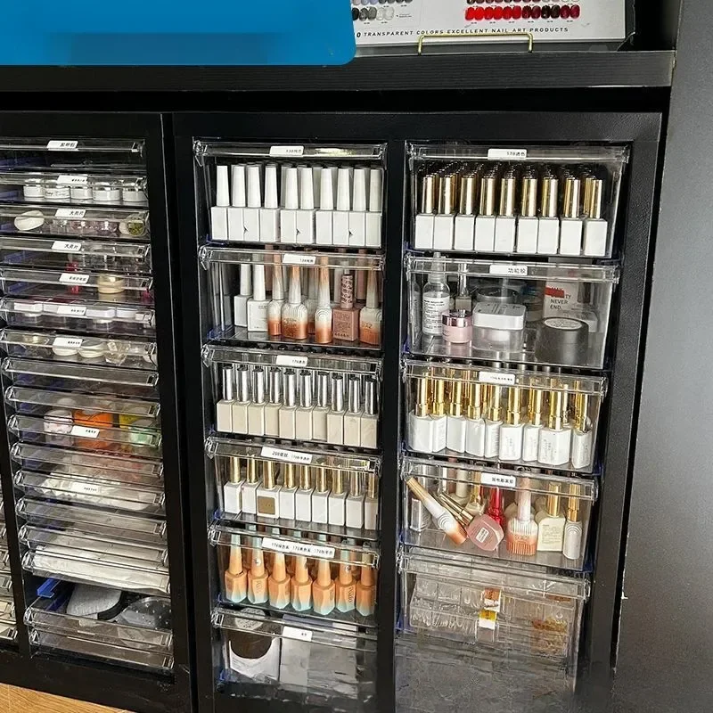 Nail Art Storage Cabinet File Organizer for Nail Polish Glue Drawers Locker for Baking Abrasives Data and Financial