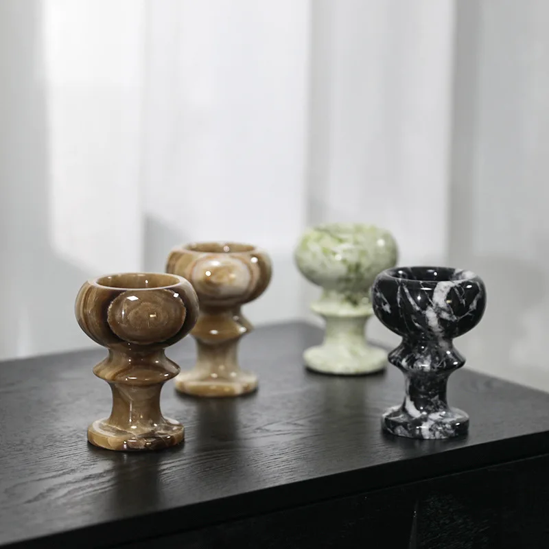 Light Luxury Marble Candle Holder Aromatherapy Ornament for Model House Sales Office Living Room Entryway Cabinet Decor