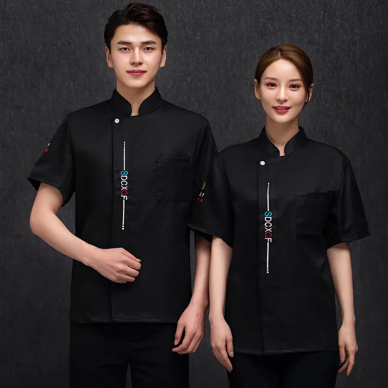 

Chef's workwear for men, short-sleeved, custom-made for hotel and restaurant chefs, summer breathable kitchen and pastry room wo