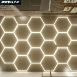 Luz Led de nido de abeja para garaje, lámpara hexagonal de 110V-240V, iluminación de techo para reparación de carrocería de coche, taller, gimnasio y salón