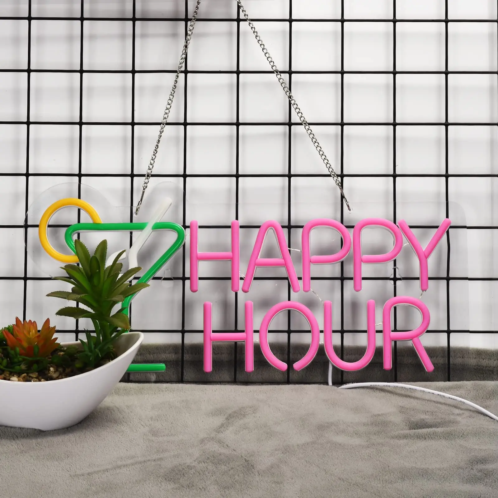 Happy Hour Neon do dekoracji ścian z przełącznikiem ściemniania Neon LED lampa artystyczna hotelowych do klubu na imprezę biurowych w Neon sypialni.