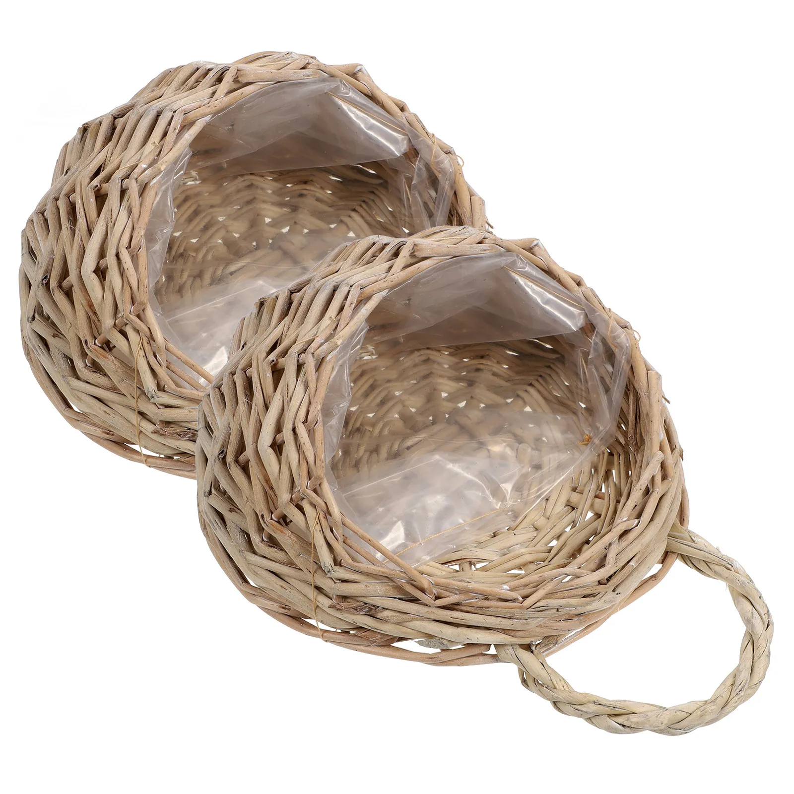 Rattan Wall Hanging Basket 2 Pack Handmade Seagrass Plant Holder Woven Storage Farmhouse Home Decor
