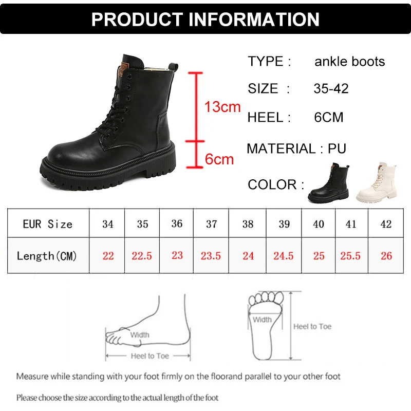 Warm Short Plush Pu Leather Ankle Boots Women Autumn Winter Platform Combat Boots Woman Thick Sole Zipper Lace Up Botas Mujer image 6