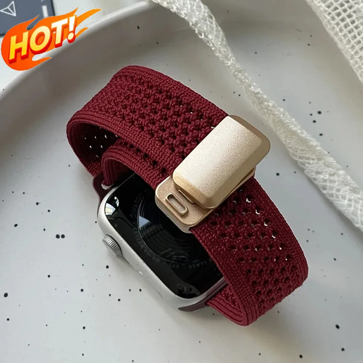 Bracelet tressé HOT pour Apple Watch, bracelet magnétique en nylon pour iWatch séries 11 10 9 8 7 SE3 Ultra 3/2, 49 46 44 42 40 38mm