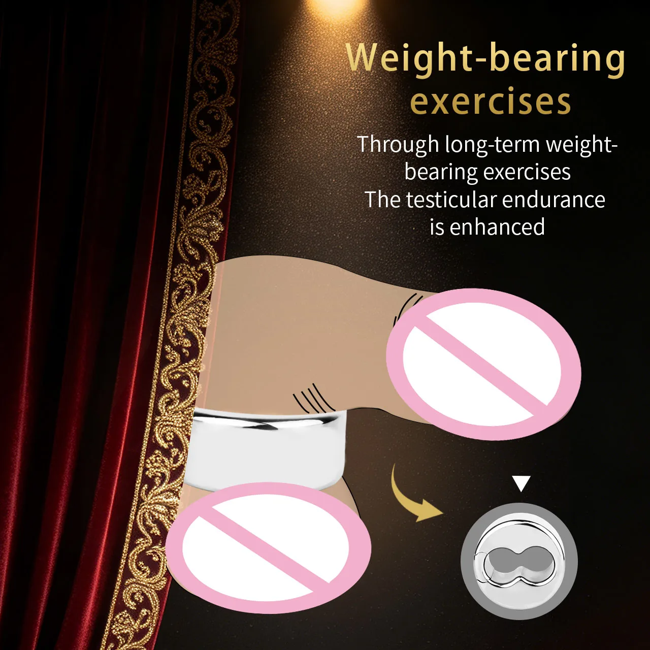 LICKER Metal Heavyweight Scrotal Stretcher Penis Lock Ring Scrotum Rings Cock Bondage Rings Testicle Weight Bearing Ring For Men view 2