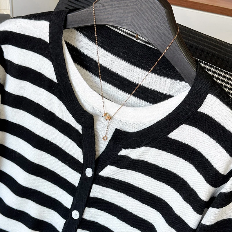 WinvyNee Donna Cardigan di lana Maglione Solido a righe Casual Tuta sportiva calda Maglieria Top Autunno Inverno Abbigliamento donna B1107007