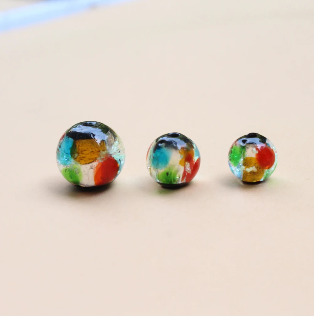 Luminous  Lampwork Glass Beads Glow In the Dark Mix Color foilRound  for Jewelry Bracelet Necklace Earring Making Accessories