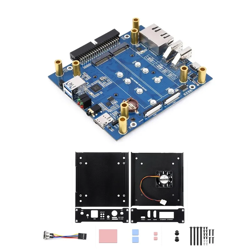 For Raspberry Pi CM4 NAS Mini Computer Multi-Functional Dual-Channel NVME Slots Supports Nano-Slm Card/4G Module Easy To Use-ABI