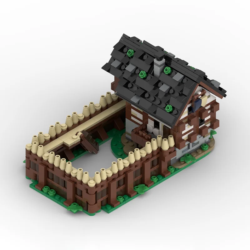 807 Uds. MOC Guard House patio modelo de expansión arquitectura de bloques de construcción montar regalo de Navidad DIY juguete Idea cumpleaños