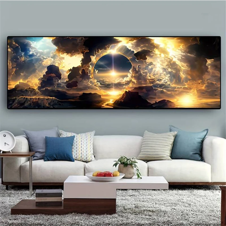 

Sky White Clouds DIY Diamond Painting New 2024 Full Square Round DIY Diamond Mosaic Mountains And Rivers Rhinestone Home Decor