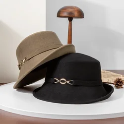 New British Style Wool Fedora Hats  Men Women Roll Up Brim Homburg Gentleman Church Jazz Hat Party Dress Cap