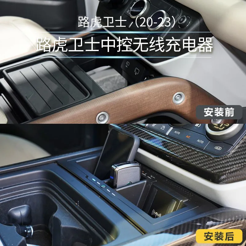 SAAR Suitable for Land Rover New Defender Storage Box Phone Car Interior Decoration 90 110 Central Control Car Wireless Charger