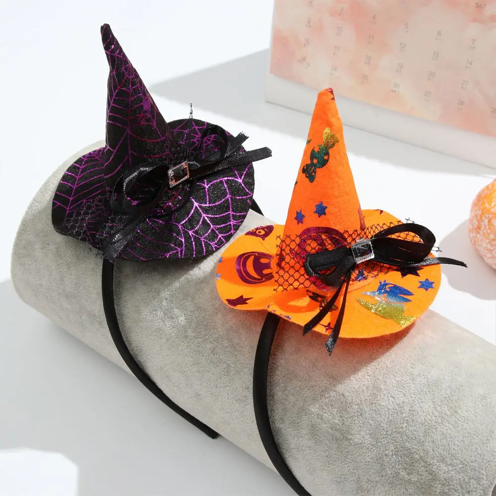 1PCS Fashion Pumpkin Witch Hat Cosplay Props Point Cap Decor Headwear Party Hairband Performance Props Halloween Headband