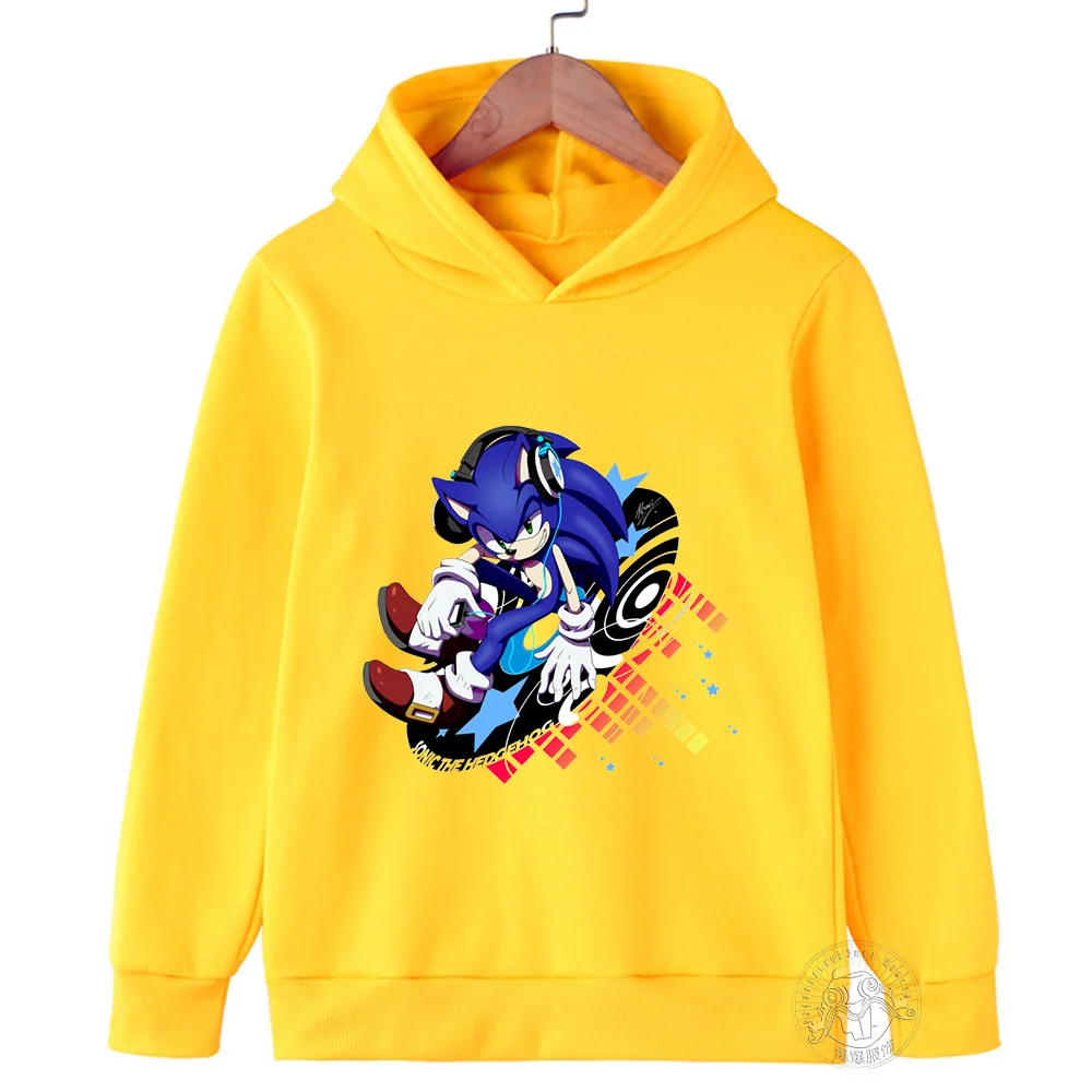 New Sonic Cartoon Print hoodie for Kids Spring Clothing for Girls Cartoon Sweatshirt Sonic Fashion Casual Hooded Boys tops