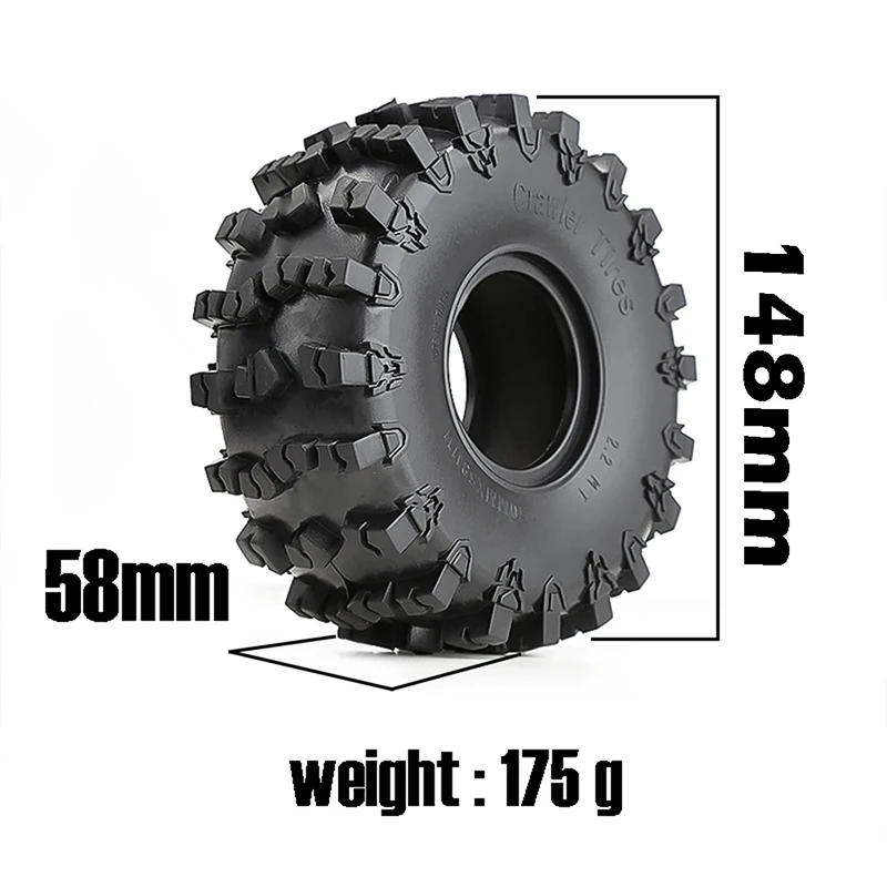 RC 4 pezzi 148*58MM 2.2 pollici pneumatici pneumatici da arrampicata in gomma di grandi dimensioni per 1:10 RC Car Axial SCX10 90046 AXI03007 D90 Traxxas TRX-4