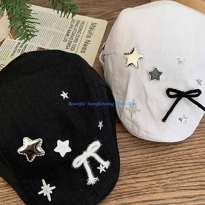 e56a-japanese-thin-hat-for-girl-fashion-painter-hat-with-star-bowtie-teens-girl-cabbie-hat-travel-peaked-hat