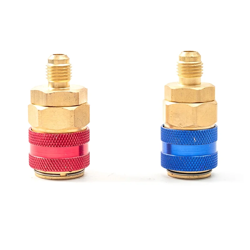 Durable-2PCS R134 H/L Quick Coupler Connector อะแดปเตอร์ทองเหลืองเครื่องปรับอากาศสารทําความเย็นชาร์จ Apdater เครื่องมือ