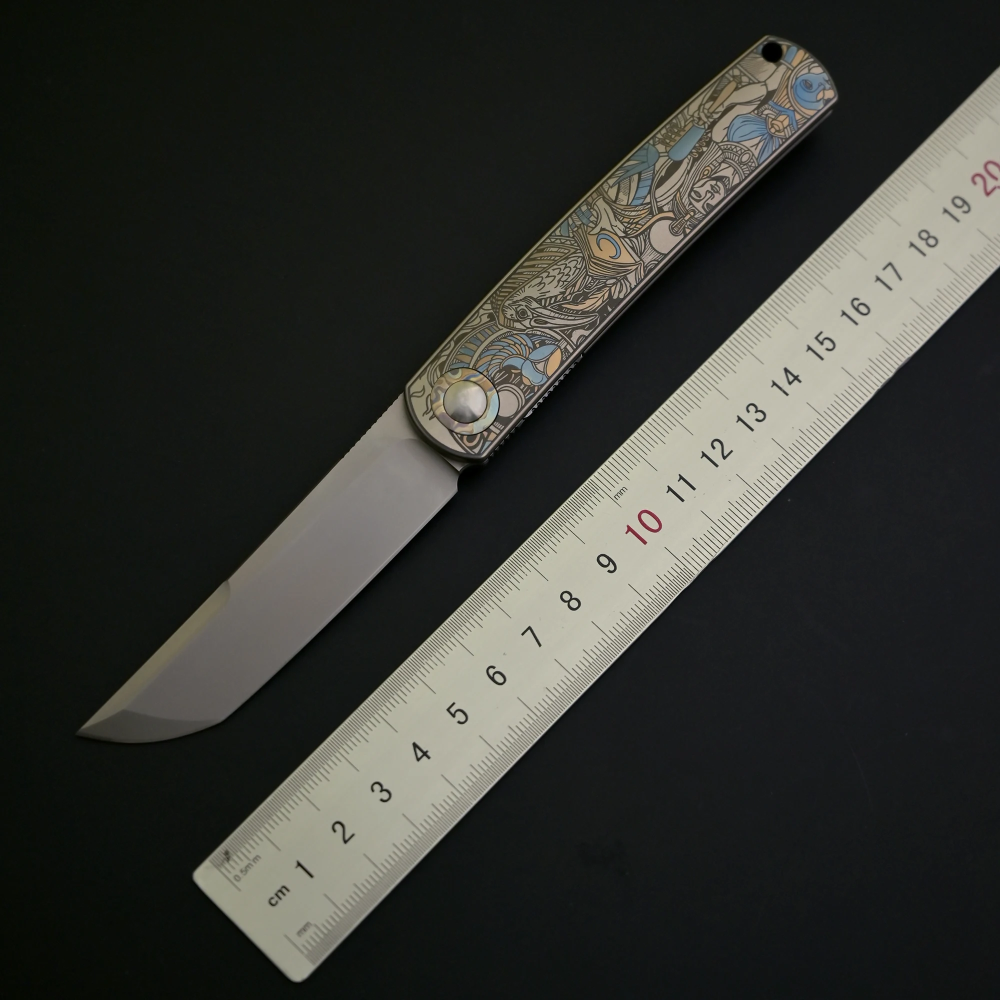 

[Pharaoh CH1005] M390 Powder Steel High Hardness Sharp Titanium Alloy Color Carving Pocket Knife Fruit Knife