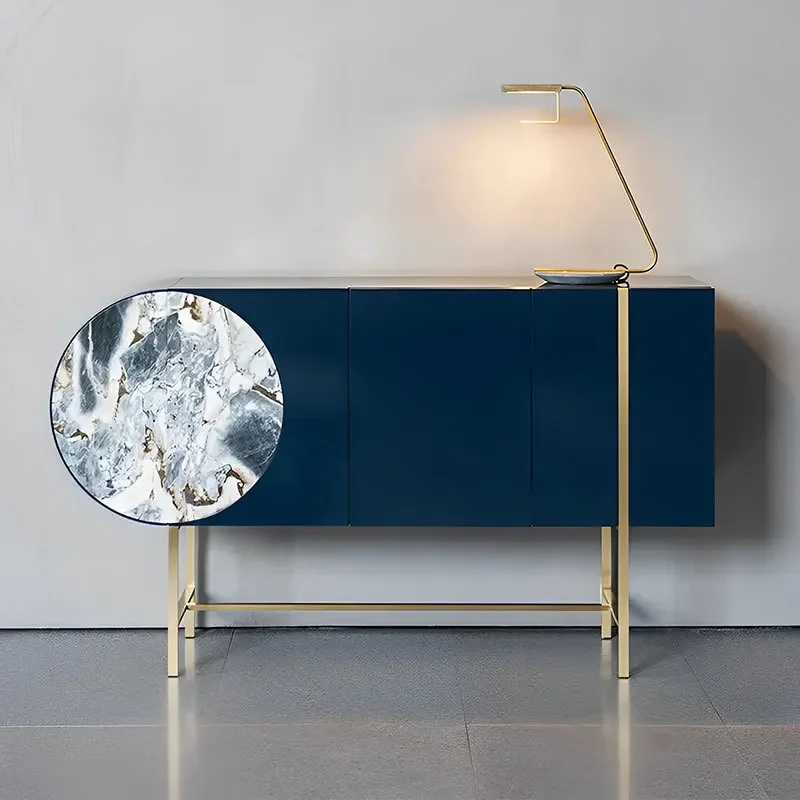 

Modern solid wood dining side creative simple bright paint entrance table style stainless steel foot decorative