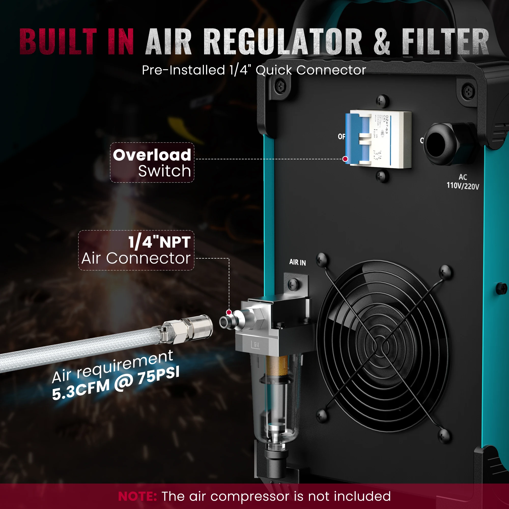 bestarc Plasma Cutter, Pilot Arc BTC800DP 9th Generation 80 Amps Screen Display 220V Single Phase Voltage Digital Plasma Cutter