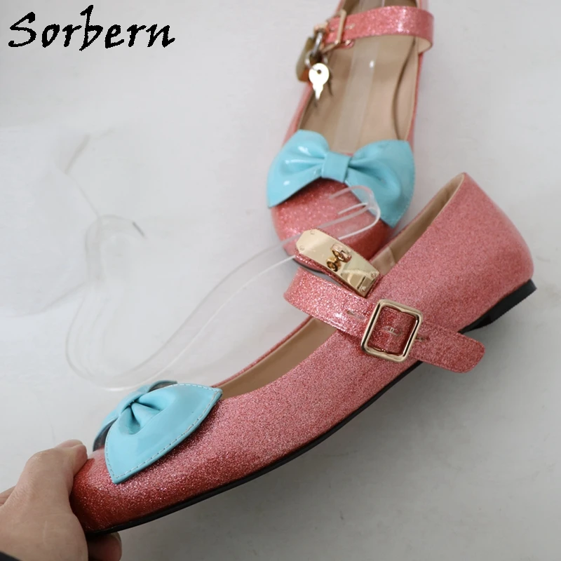 Sorbern Watermelon Glitter Flat Lolita Shoes Women Cute Round Toe Lockable Straps Mary Jane Shoe Custom Colors