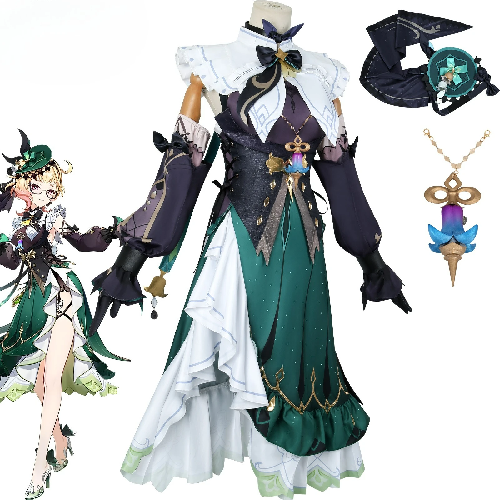 

Genshin impact emilie cosplay costume wig anime halloween costumes for man game uniform