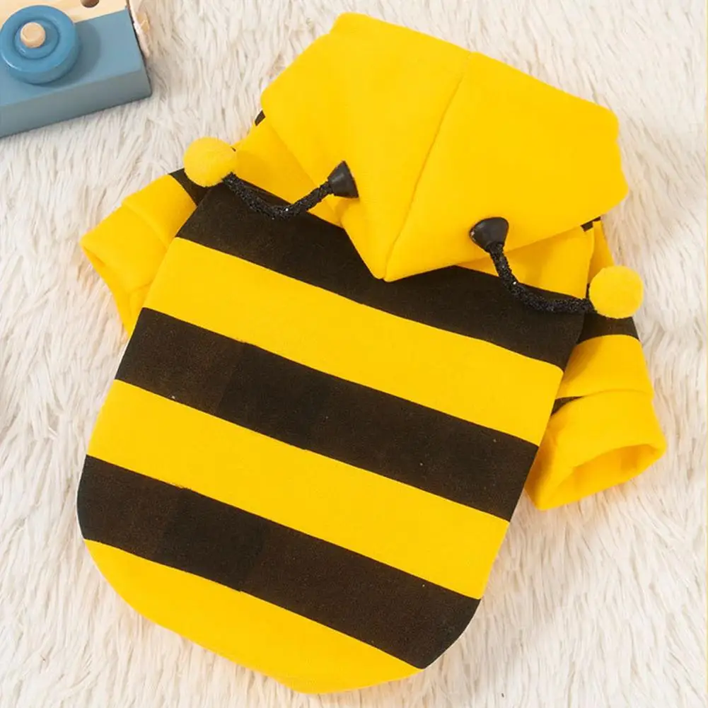 Bienen-Haustier-Hoodie Winter Warmer Fleece Hunde- und Katzenkostüm Cosplay Pullover Outfit für kleine und mittelgroße Welpen und Kätzchen für die Feiertage – Detail 9