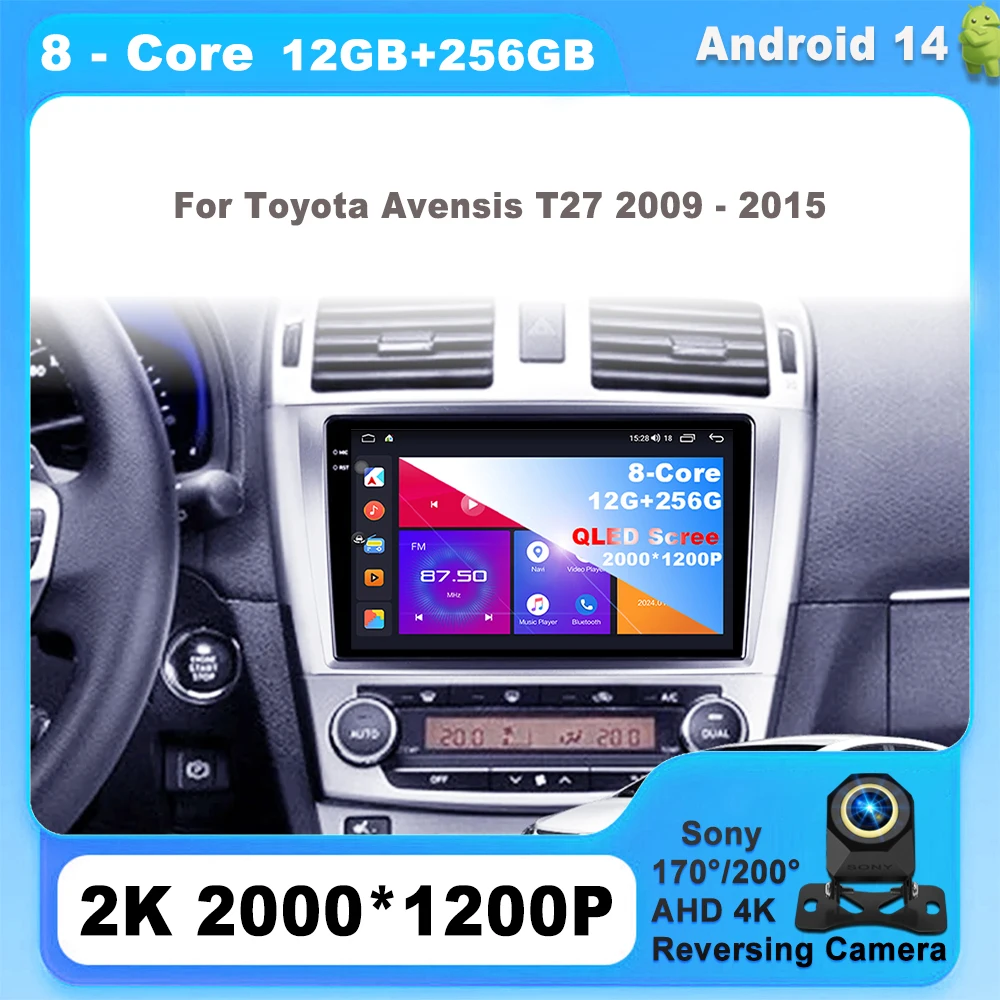 

Android 14 For Toyota Avensis T27 2009 - 2015 Carplay Auto radio Car Radio Multimedia 8 CORE IPS Navigation Wireless Screen