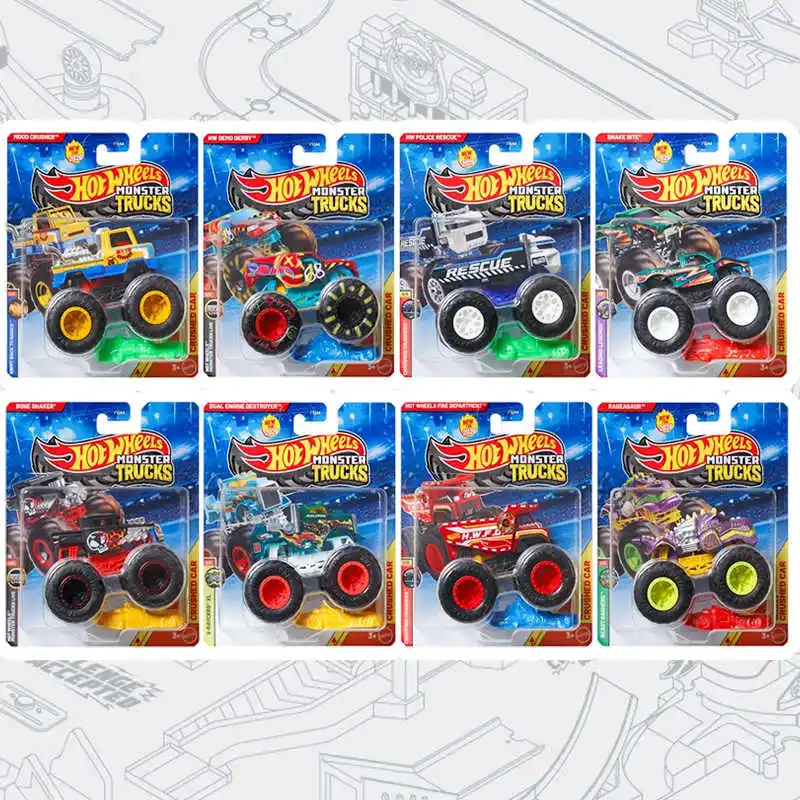 

Новые коллекционные игрушечные машинки Hot Wheels Monster Trucks: серия 6-колесных грузовиков из сплава, игровой набор Jeep Race Ace Snake Bite, подарок для мальчиков