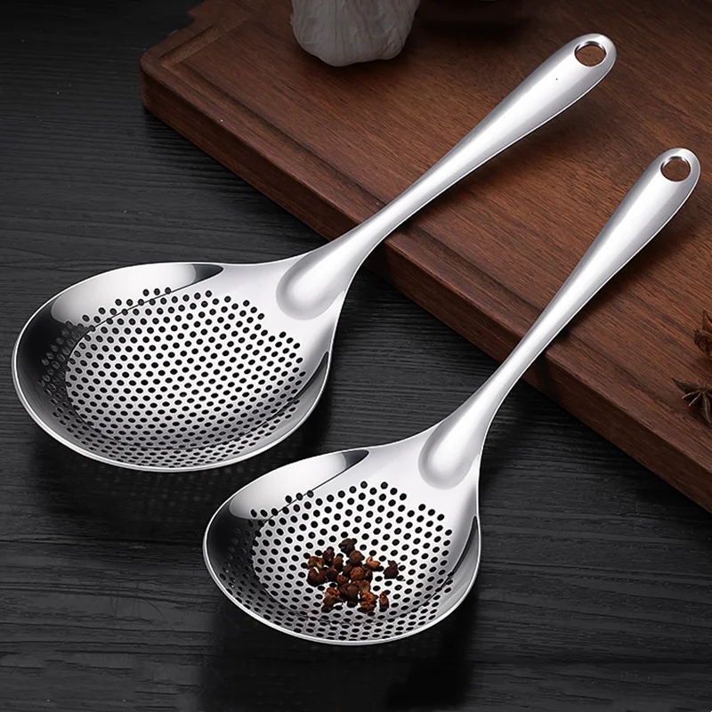 Chinese Hot Pot Spice Skimmer Ultra Thick 304 Stainless Steel Potato Frying Colander Pasta Noodle Strainer for Family Kitchen