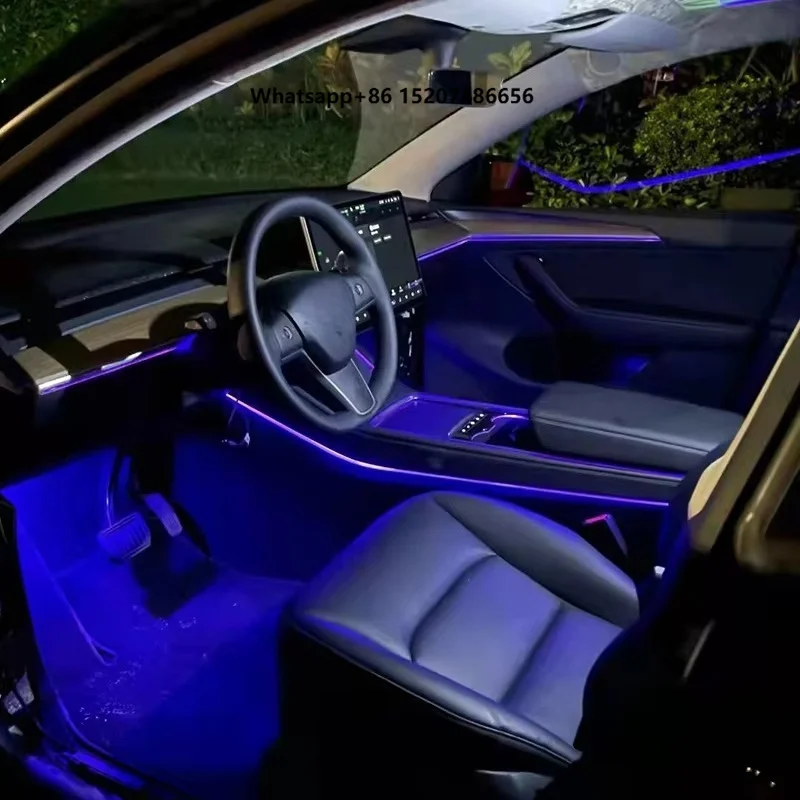 2021 New 128 Colors Brightest Interior Car Lights Atmosphere Lamp for Car Decoration for  Model 3/Y