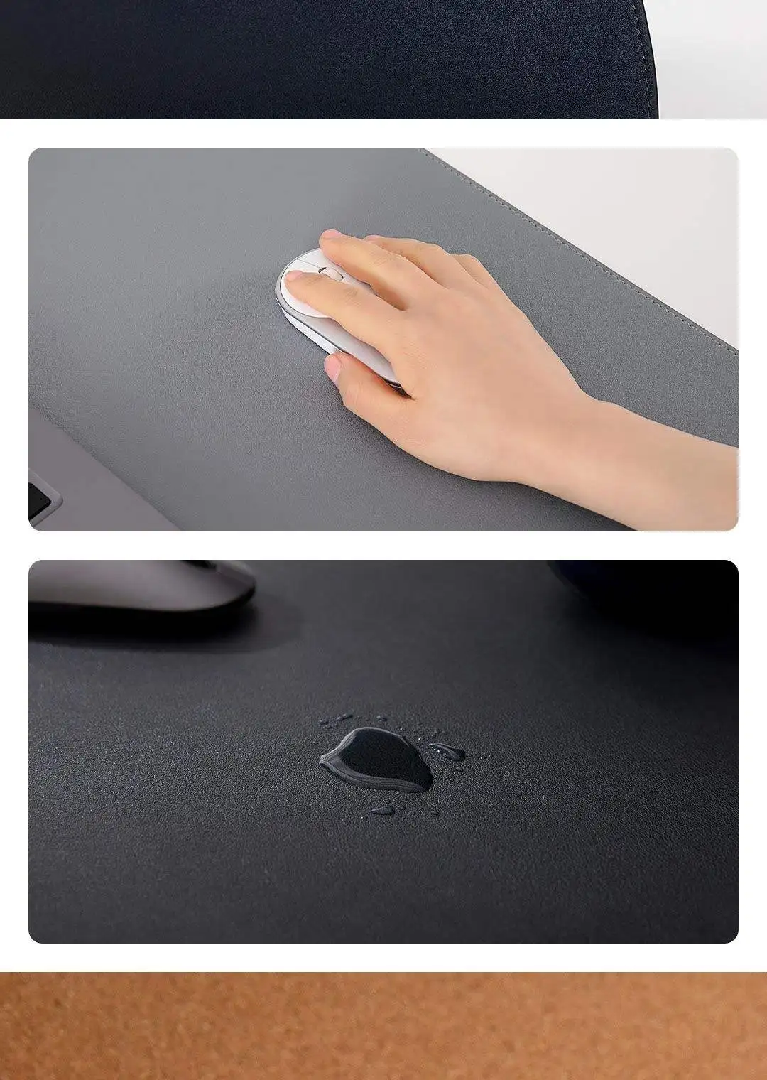 Extra großes Mauspad aus doppeltem Material, schwarz, 80 mm, wasserdichtes Leder