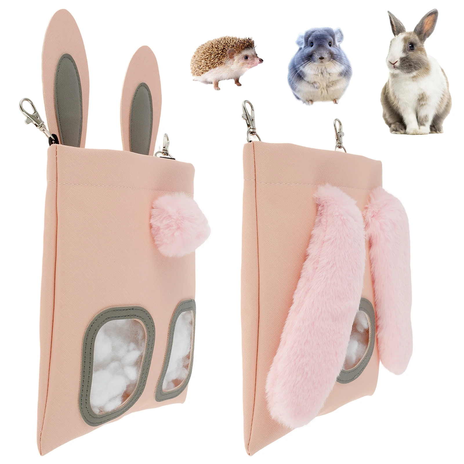 2Pcs Rabbit Hay Feeder Bag Hanging Bunny Feeding Bag Waterproof Artificial Leather Hay Feeder Storage Bag Reusable Large