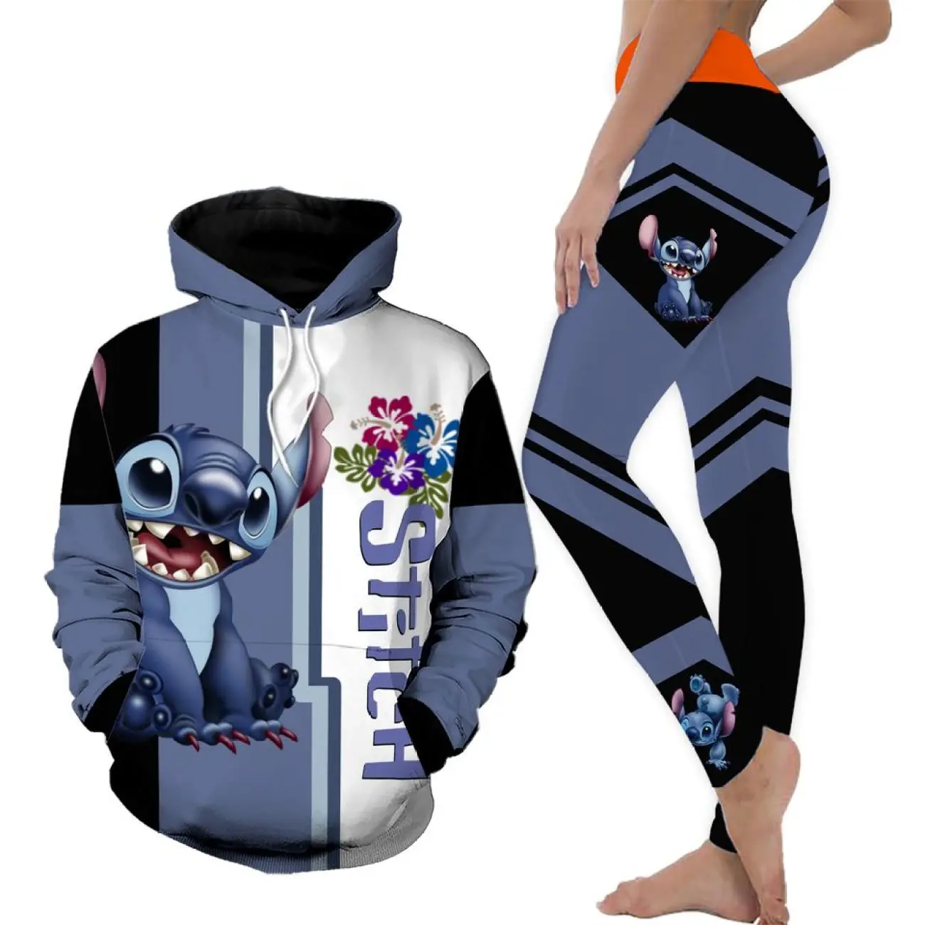 Customize Stitch 3D Hoodie Women's Hoodie Set Mickey Yoga Pants Sweatpants Women's Disney Yoga Hoodie Leggings Fashion Tracksuit